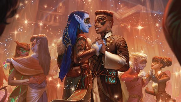 D&D Strixhaven Initiate backgrounds two college students at a slow dance