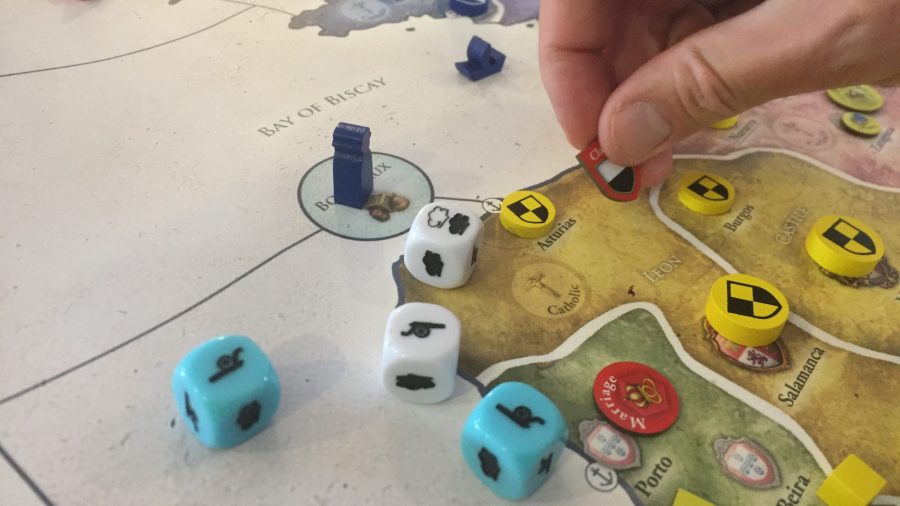 Europa Universalis: The Price of Power board game tokens and dice