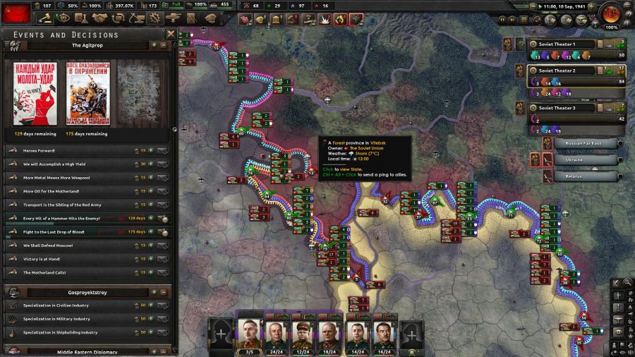 Hearts of Iron 4 No Step Back DLC review - HoI4 No Step Back screenshot showing the new in game Soviet events list