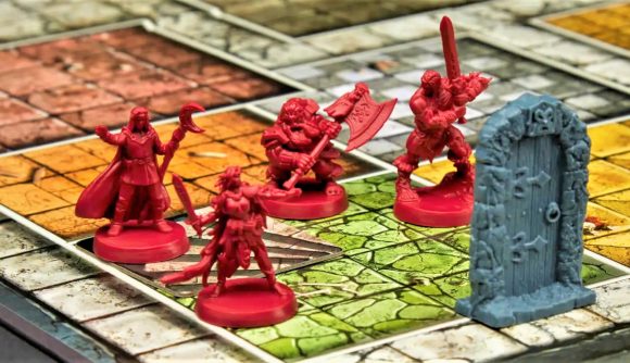 HeroQuest board game remake release date - sales photo showing HeroQuest miniatures on the board