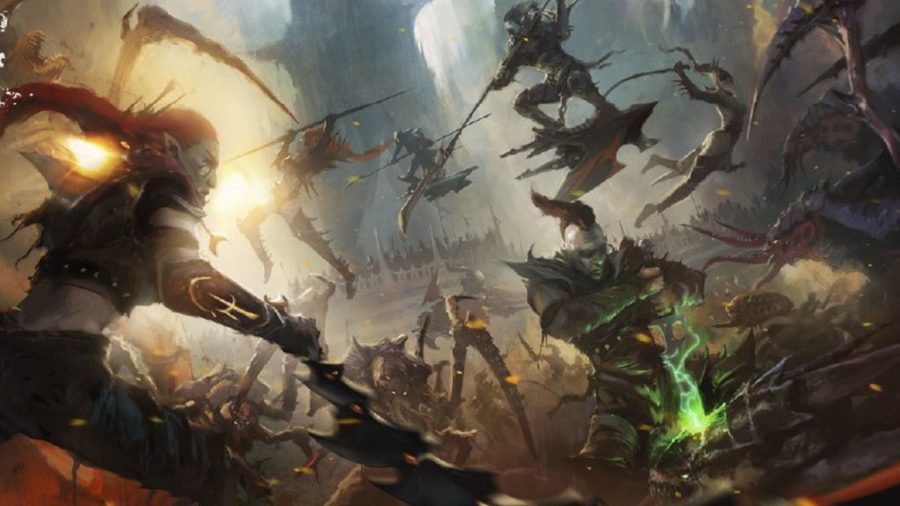 Warhammer 40k Drukhari army guide - Warhammer Community artwork showing Drukhari fighting Tyranids