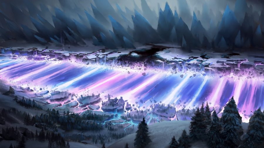 Magic: The Gathering Reserved List is doomed - Wizards of the coast card art showing two planes of land ripping apart by magic