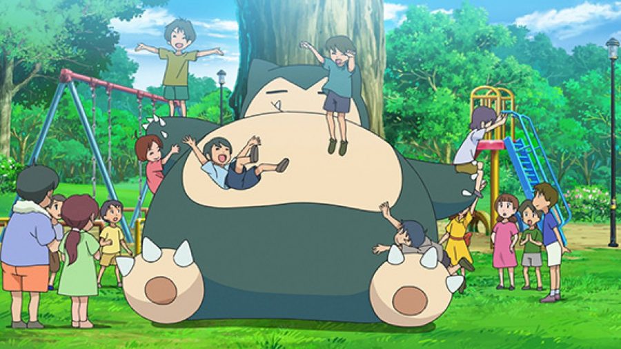 Pokemon tabletop RPG portrayal of disability - Pokemon cartoon screenshot showing characters playing on a Snorlax