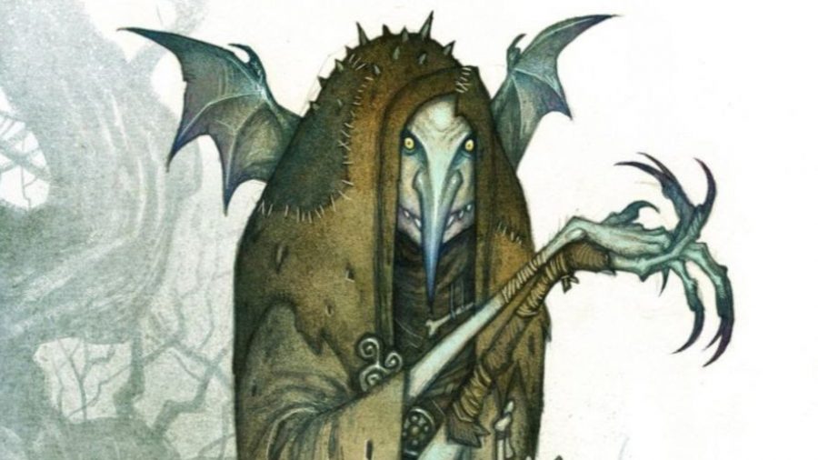 Vaesen Mythic Britain and Ireland a monster from folklore with wings wearing a hood