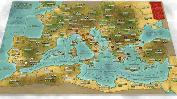 The Total War: ROME: The board game board showing a map of the ancient world