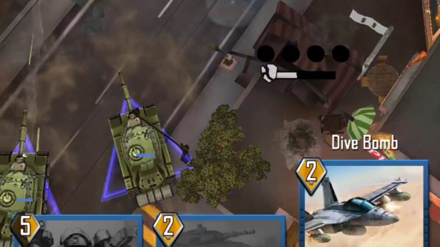 Siege Apocalypse mobile game getting started - Kixeye screenshot showing a unit selecting the Dive Bomb card