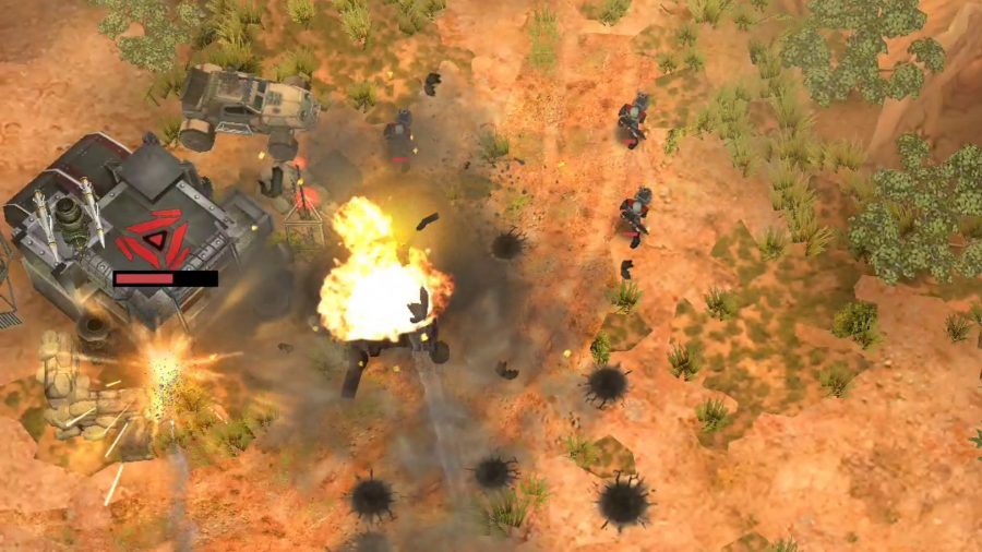 Siege Apocalypse mobile game getting started - Kixeye screenshot showing the Firebomb ability attacking a base building