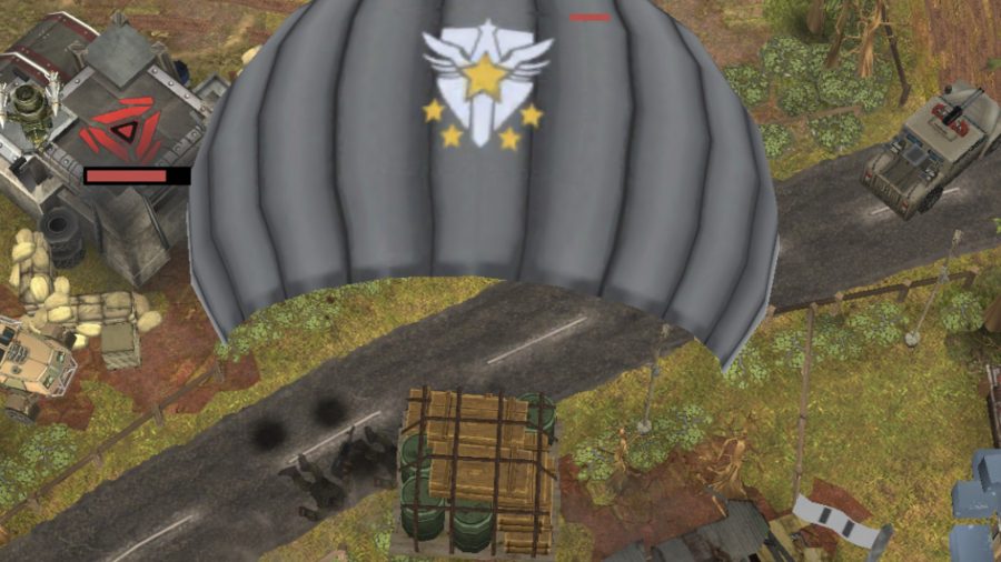 Siege Apocalypse mobile game getting started - Kixeye screenshot showing a parachute supply drop