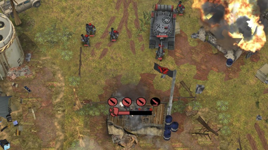 Siege Apocalypse mobile game getting started - Kixeye screenshot showing a tank unit attacking a base
