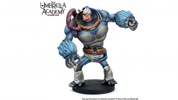 The Umbrella Academy board game release date - Mantic Games photo of the painted mini for Spaceboy, Luther