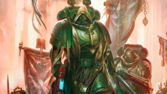 Cover art of the dark angels codex, showing a group of space marines