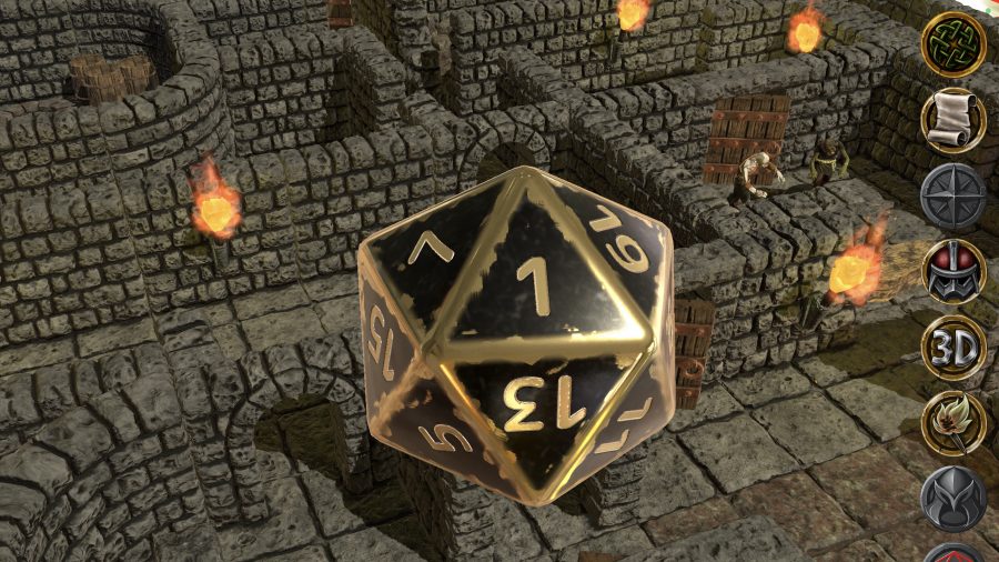 D&D Mirrorscape Augmented Reality platform and accessibility for players - Author photo showing a D20 die being rolled into a 3D digital dungeon map