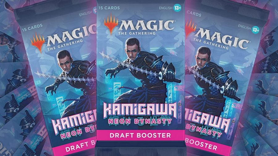 Magic: The Gathering 2022 hot takes - Wizards of the Coast sales photo showing Kamigawa: Neon Dynasty draft boosters