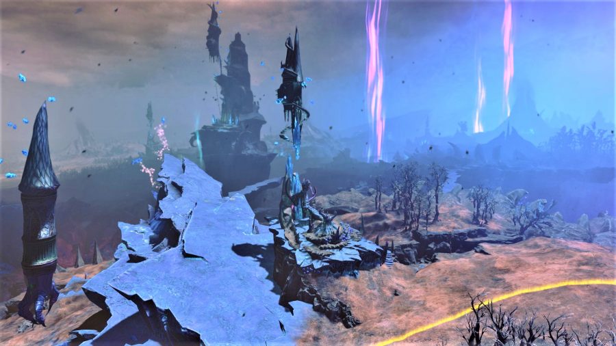 Total War Warhammer 3 review - reviewer's PC screenshot showing a battlefield affected by Slaanesh corruption