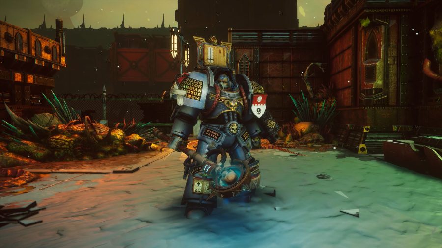 Warhammer 40k Chaos Gate Daemonhunters preview - 40k XCOM - Frontier Developments screenshot from Daemonhunters showing a Grey Knight carrying a Nemesis Warding Stave
