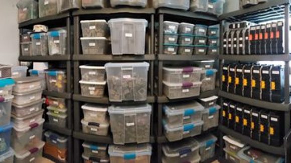 DnD setups Florida man - Todd's photo showing his storage boxes and bins
