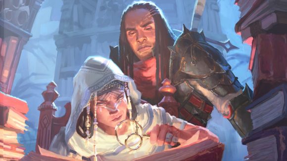 DnD Unearthed Arcana Dragonlance: Two D&D characters leafing through arcane tomes