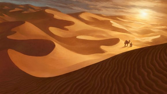 Magic: The Gathering Mark Rosewater says future MTG sets in Kamigawa are likely - MTG artwork of a sandy desert.