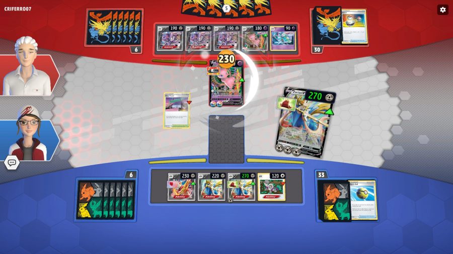 Pokemon TCG Live beta preview - Author screenshot showing the game's battle screen UI