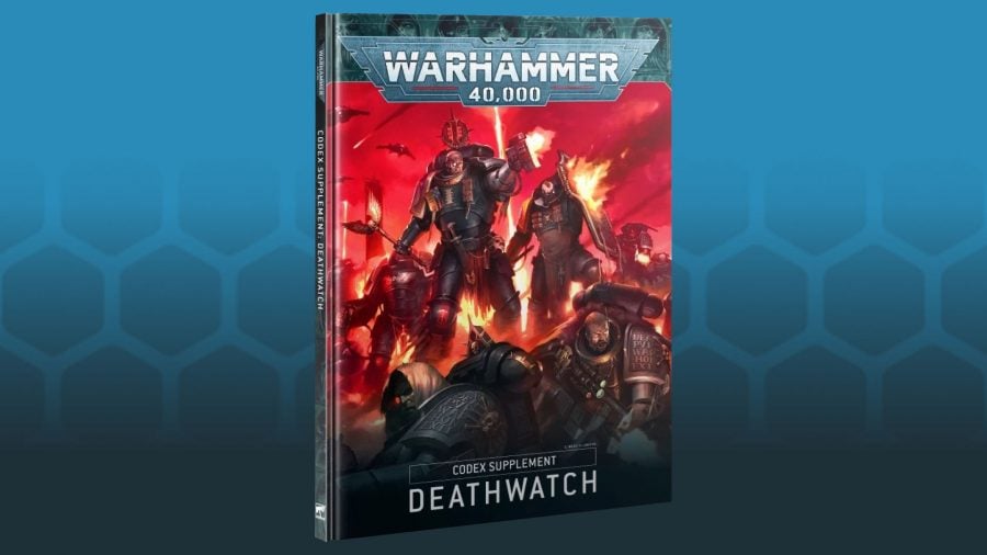 Warhammer 40k Deathwatch army guide - Games Workshop sales image of the Deathwatch Codex on blue background