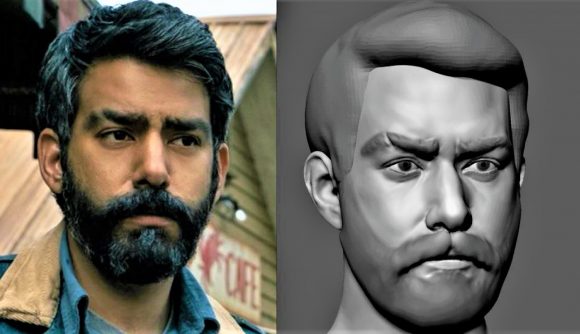 Warhammer 40k fan and Netflix actor Rahul Kohli makes mini of himself - Rahul Kohli Twitter photo showing Sheriff Hassan from Netflix show, and Kohli's 3D model side by side