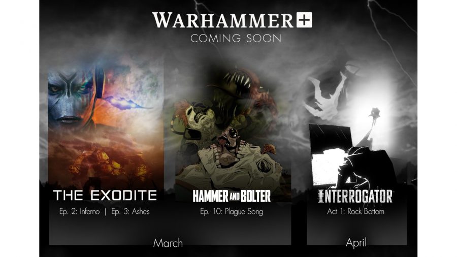 Warhammer Plus The Exodite delayed - Warhammer Plus graphic showing upcoming animation episodes