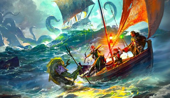DnD Direct- Saltmarsh adventurers fighting sea monsters in boat