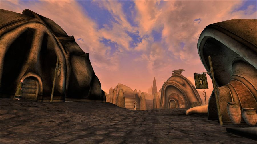 DnD The Elder Scrolls Morrowind TTRPG - Author screenshot from The Elder Scrolls 3 Morrowind showing the town of Ald Ruhn