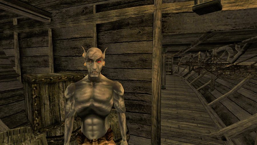 DnD The Elder Scrolls Morrowind TTRPG - Author screenshot from The Elder Scrolls 3 Morrowind showing the game's opening scene, in a prison ship, with Jiub