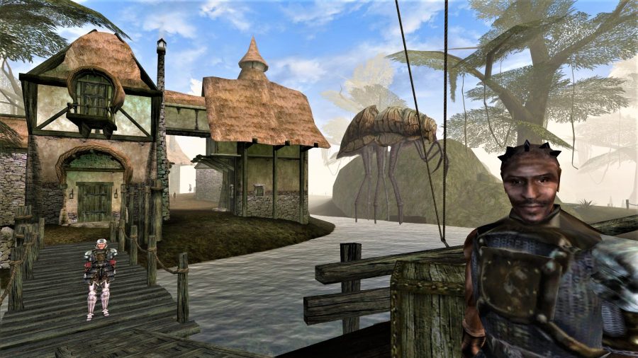 DnD The Elder Scrolls Morrowind TTRPG - Author screenshot from The Elder Scrolls 3 Morrowind showing the dock and village of Seyda Neen