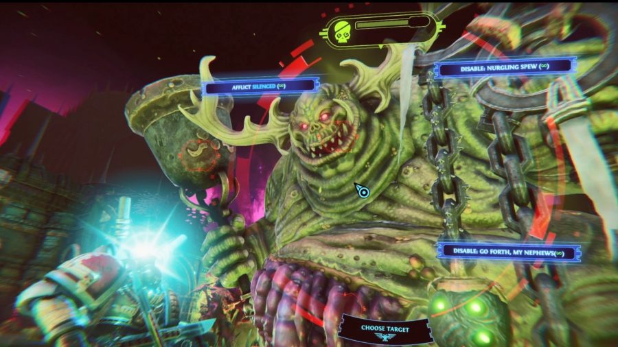 Warhammer 40k Chaos Gate Daemonhunters hands on preview - author gameplay screenshot showing the critical hit melee screen against a Great Unclean One boss