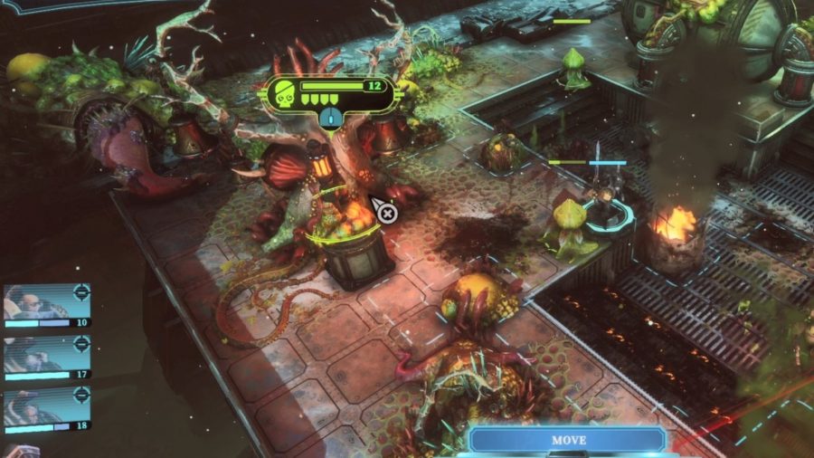 Warhammer 40k Chaos Gate Daemonhunters hands on preview - author gameplay screenshot showing Grey Knights fighting a Feculent Gnarlmaw