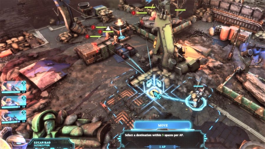 Warhammer 40k Chaos Gate Daemonhunters hands on preview - author gameplay screenshot showing the in-game tactical movement options on the map