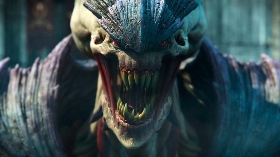 Warhammer 40k Space Marine 2 release date - official trailer screenshot showing a tyranid creature's face close up