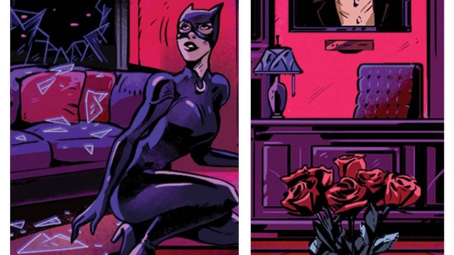 Batman: Everybody Lies board game review - Portal Games publisher image showing a comic strip panel with Catwoman
