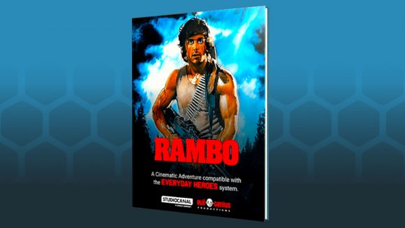 Everyday Heroes RPG, Cinematic Adventures - Rambo book on blue background