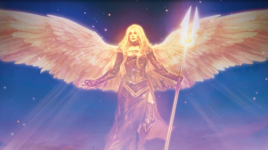 magic the gathering lifelink: artwork of a shining golden angel.