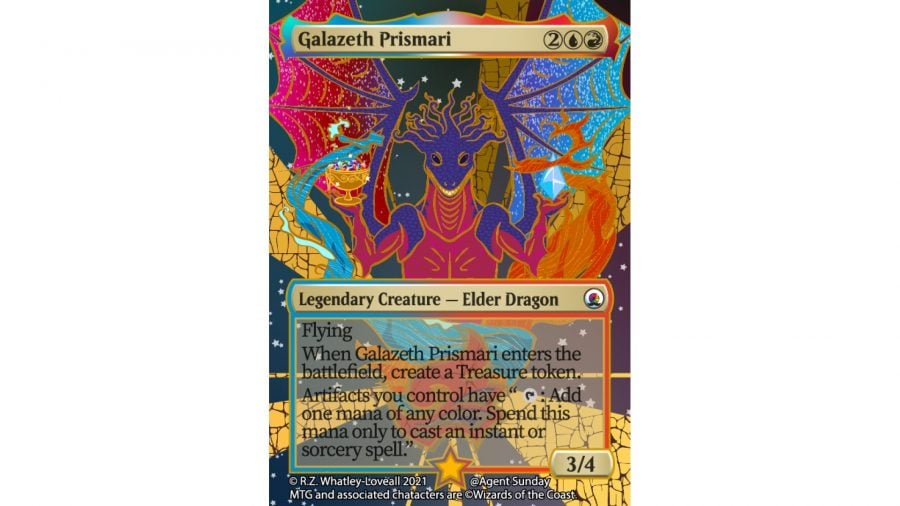 Magic the Gathering proxies: a proxy of the card Galazeth Prismari with fanart by Agent Sunday