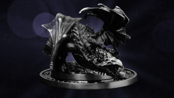 magic the gathering secret lair dnd dragons - a metal MTG life counter shaped like a dragon