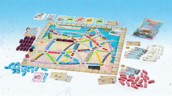Ticket to Ride San Francisco announced: The board and playing pieces laid out for Ticket to Ride: San Francisco 