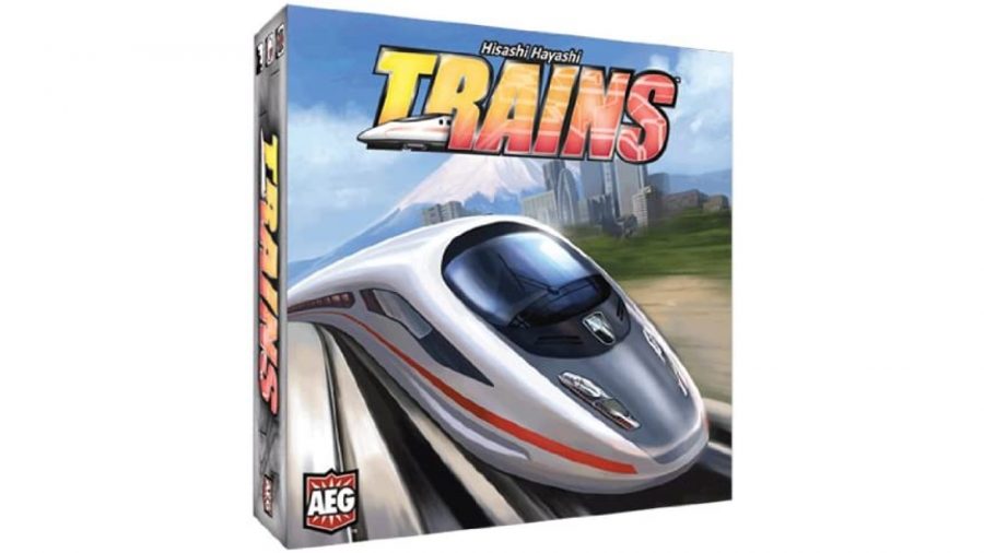 Train board games: The box of the board game trains