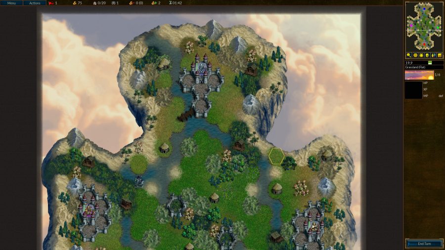 Turn-based games: A screenshot of turn-based strategy game battle for wesnoth