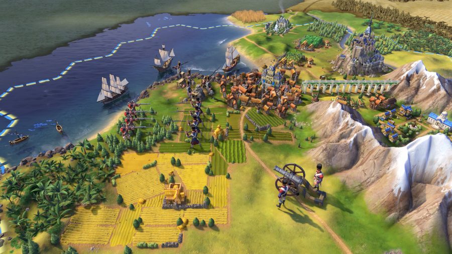 Turn-based games: A screenshot of turn-based strategy game Civilization VI.