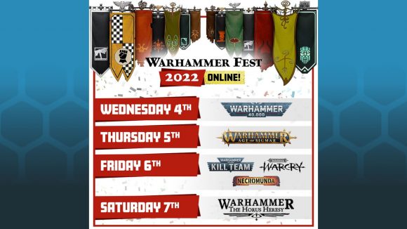 Warhammer 40k Chaos Space Marines reveal Warhammer fest - warhammer community photo showing schedule for Warhammer Fest 2022