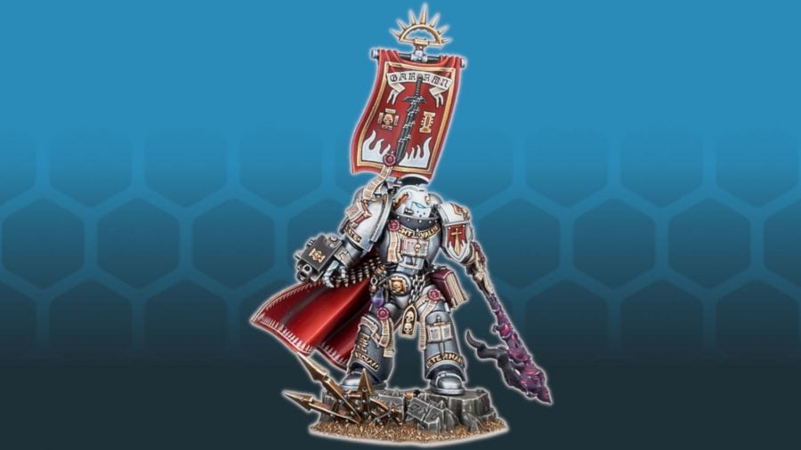 Warhammer 40k Grey Knights guide - Warhammer community photo showing the model for Castellan Crowe up close; showing scale that led many to believe he was Primaris