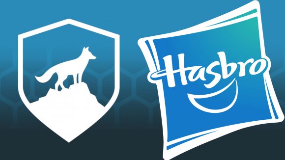 DND Hasbro wins Wizards of the Coast spin-off - the Hasbro and Alta Fox logos in white and blue, on a blue background