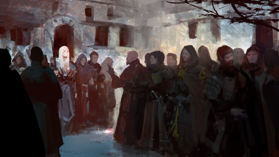 Ruins of Symbaroum 5e review - a crowd of humans in medieval dress