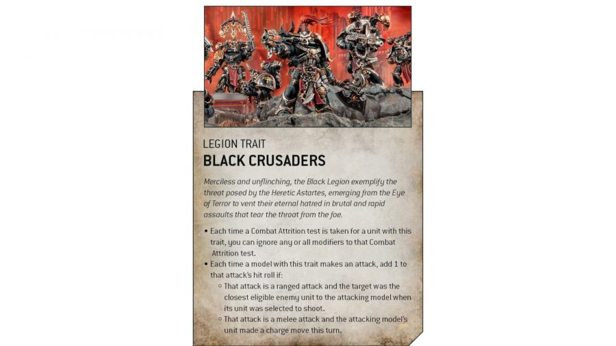 Warhammer 40k Chaos Space Marines codex 9th edition legion rules reveal - Warhammer Community graphic showing the Black Legion trait