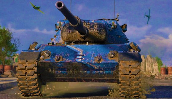 World of Tanks, Wargaming opens Belgrade and Warsaw offices - a blue tank covered in mud from the World of Tanks videogame
