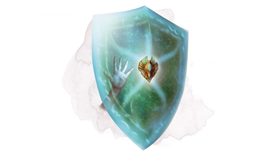 The DnD animated shield 5e with a hand behind it